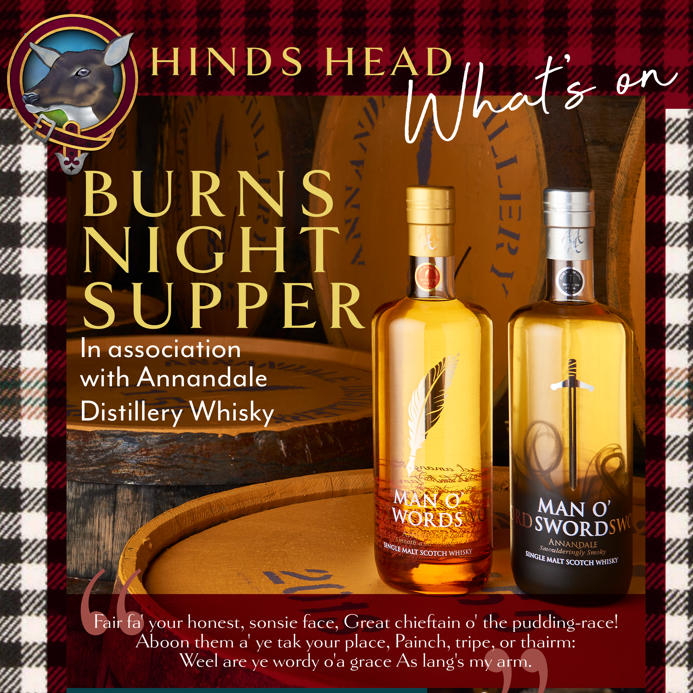 Burns Night with Annandale Distillery Whisky Tasting