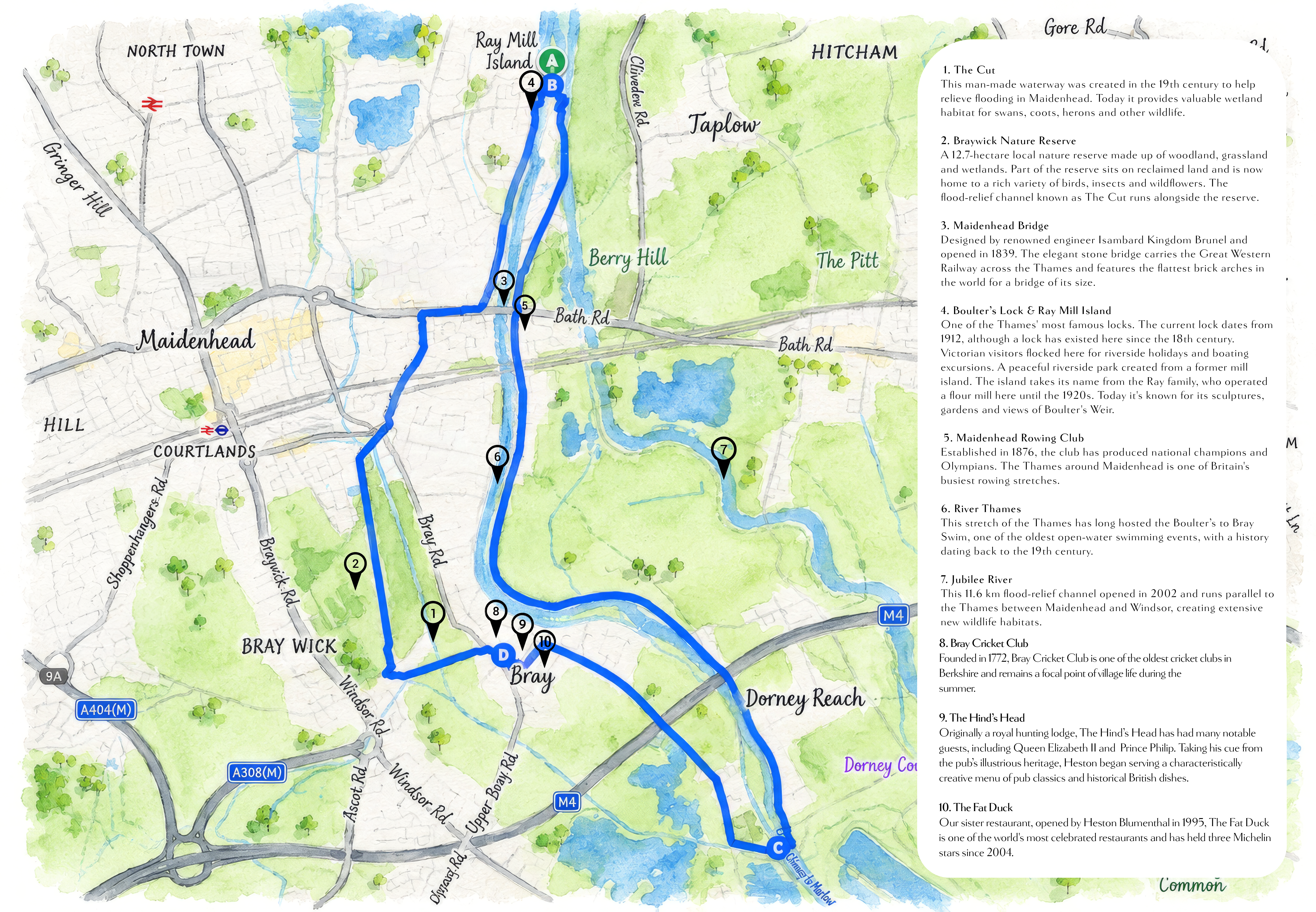 Bray Walking Route along River Thames