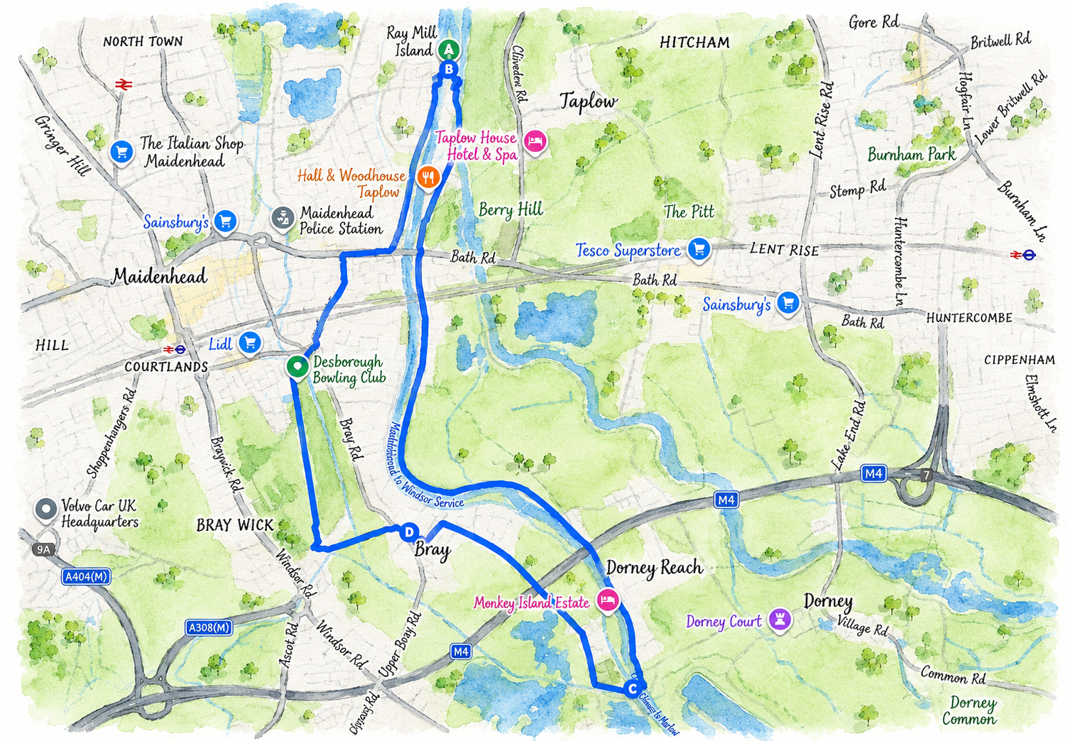 Bray Walking Route along Thames River